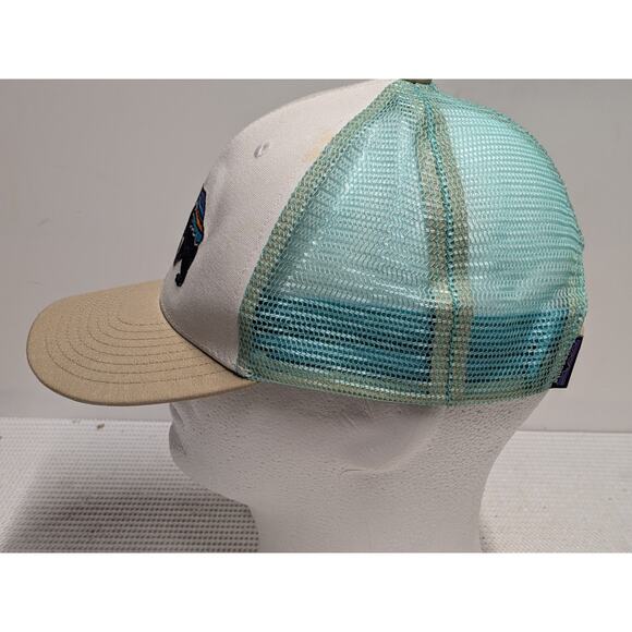 Patagonia Bear Fitz Roy Snapback Blue Trucker Hat Mesh Cap Adjustable - Picture 4 of 8